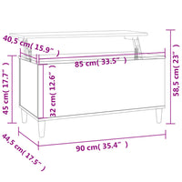 Tavolino da Salotto Bianco 90x44,5x45 cm in Legno Multistrato cod mxl 35881