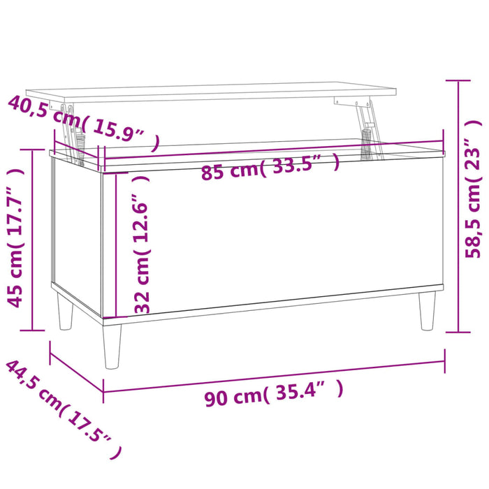 Tavolino da Salotto Bianco 90x44,5x45 cm in Legno Multistrato cod mxl 35881