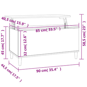 Tavolino Salotto Grigio Cemento 90x44,5x45 cm Legno Multistrato 819584