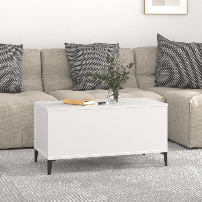 Tavolino da Salotto Bianco 90x44,5x45 cm in Legno Multistrato