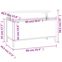 Tavolino da Salotto Bianco 90x44,5x45 cm in Legno Multistrato