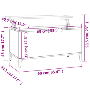 Tavolino da Salotto Bianco 90x44,5x45 cm in Legno Multistrato