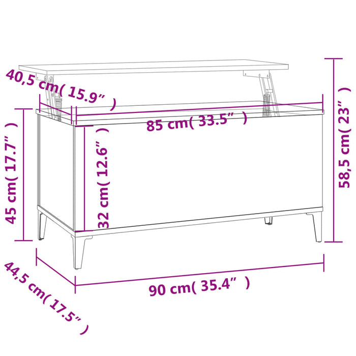 Tavolino da Salotto Bianco 90x44,5x45 cm in Legno Multistrato