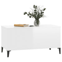 Tavolino Salotto Bianco Lucido 90x44,5x45 cm Legno Multistrato 819590