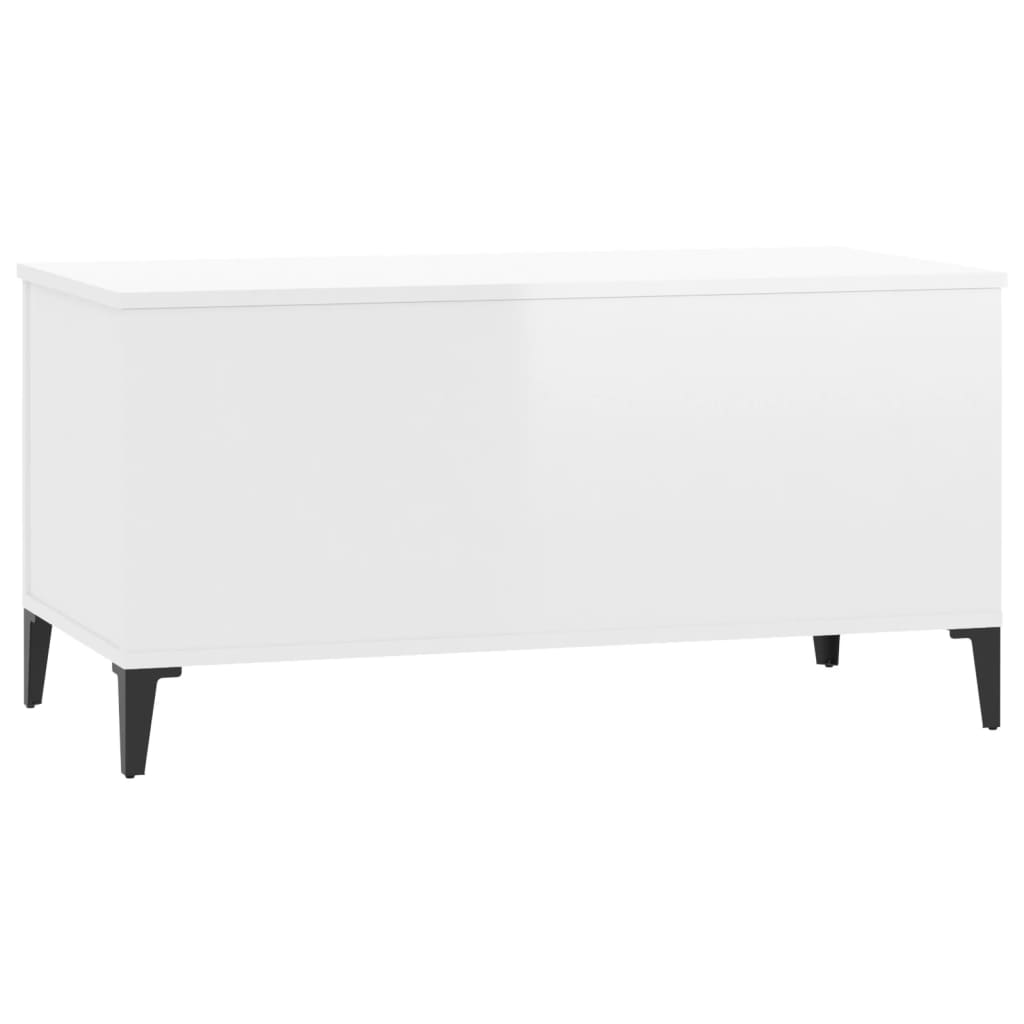 Tavolino Salotto Bianco Lucido 90x44,5x45 cm Legno Multistrato 819590