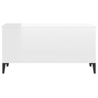 Tavolino Salotto Bianco Lucido 90x44,5x45 cm Legno Multistrato 819590