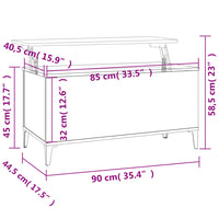 Tavolino Salotto Bianco Lucido 90x44,5x45 cm Legno Multistrato 819590