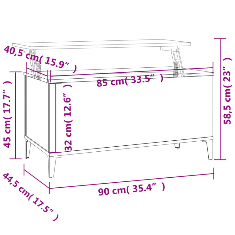 Tavolino Salotto Rovere Sonoma 90x44,5x45 cm Legno Multistrato