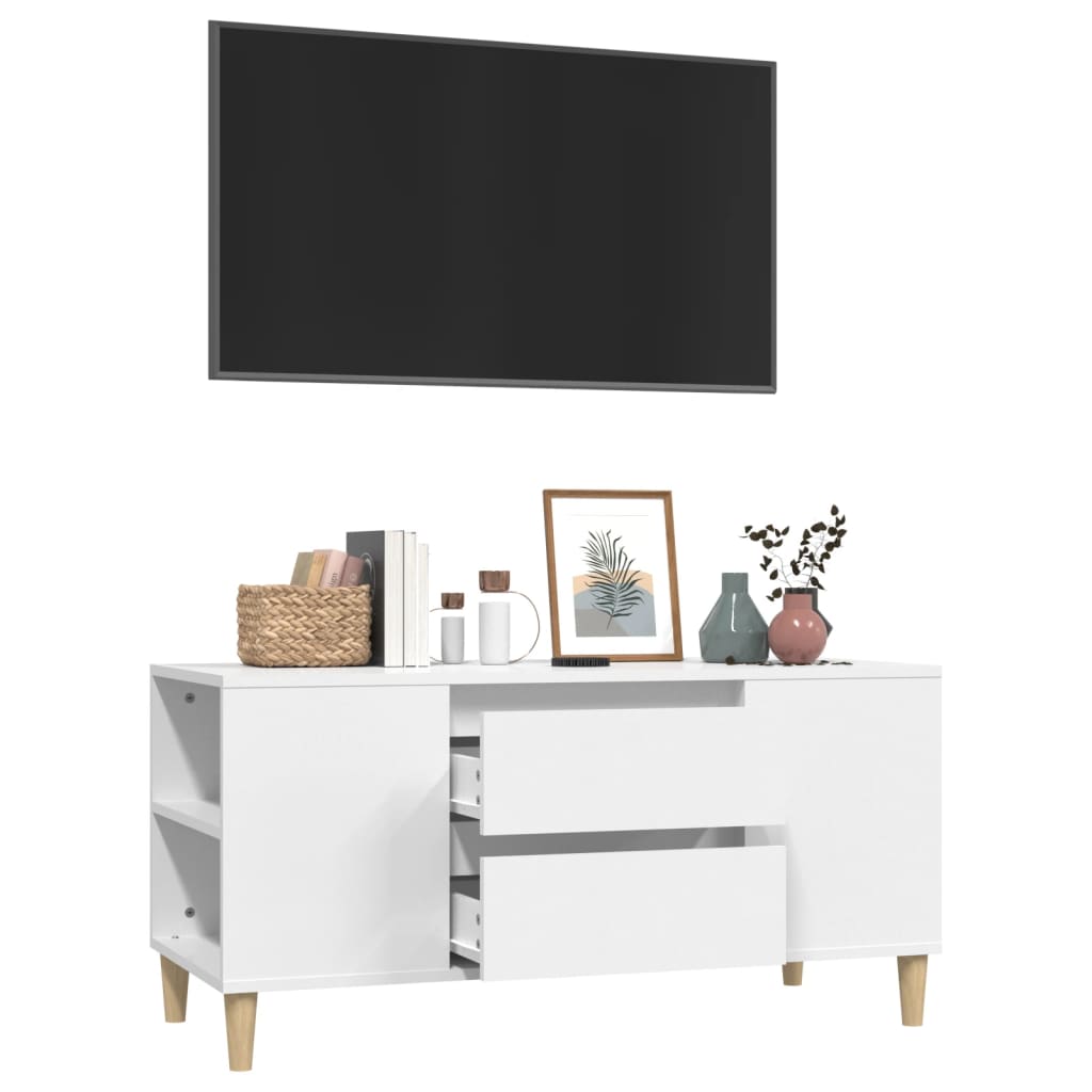 Mobile Porta TV Bianco 102x44,5x50 cm in Legno Multistrato cod mxl 19900