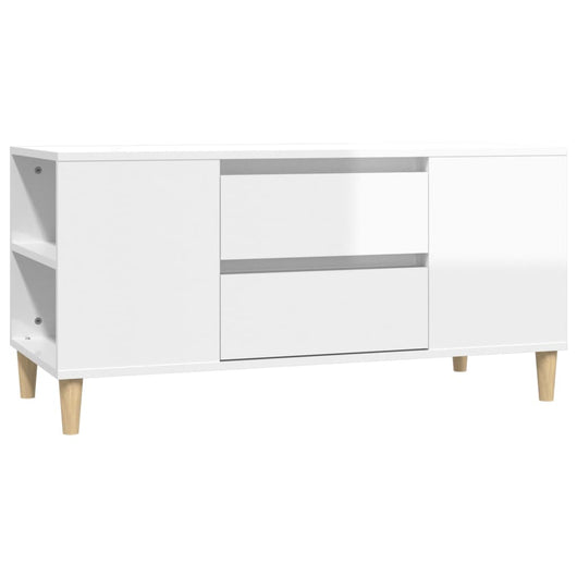 Mobile Porta TV Bianco Lucido 102x44,5x50 cm Legno Multistrato cod mxl 26332