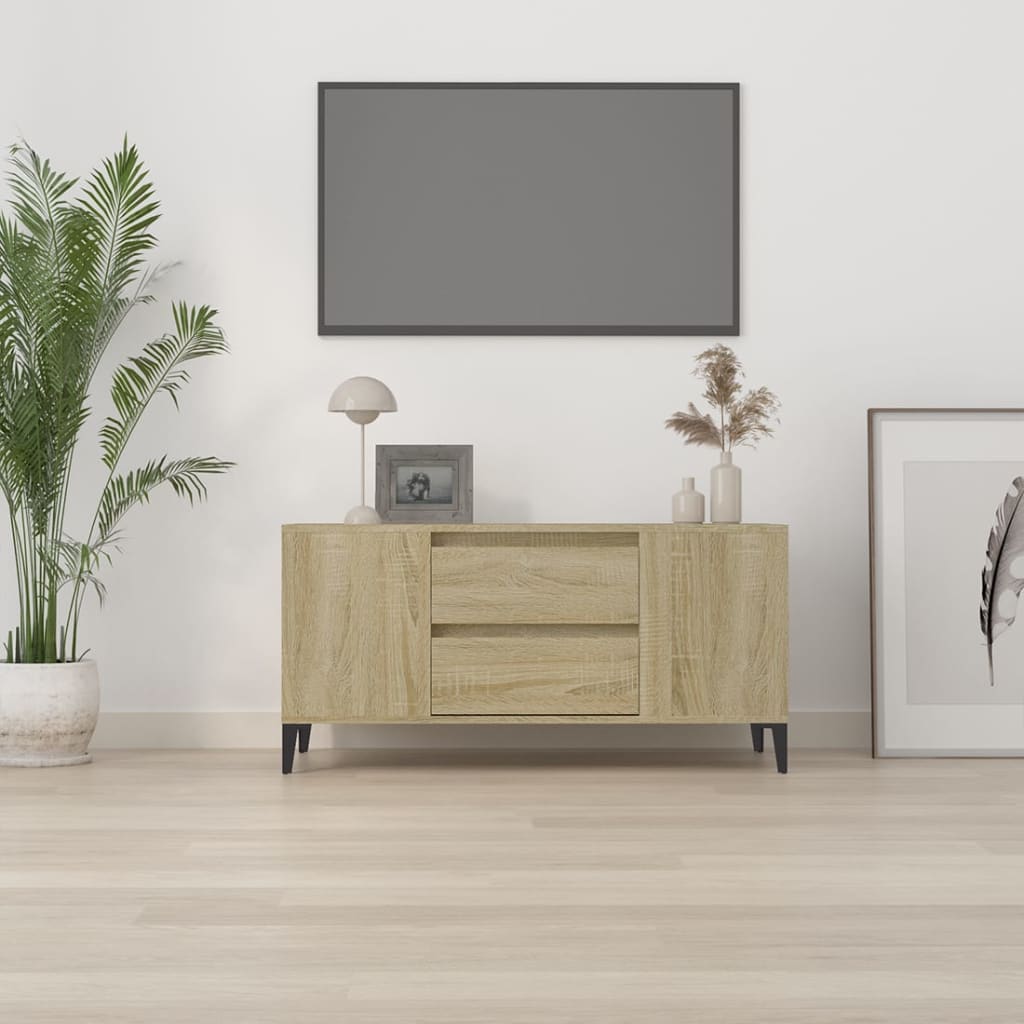 Mobile Porta TV Rovere Sonoma 102x44,5x50 cm Legno Multistrato cod 11423