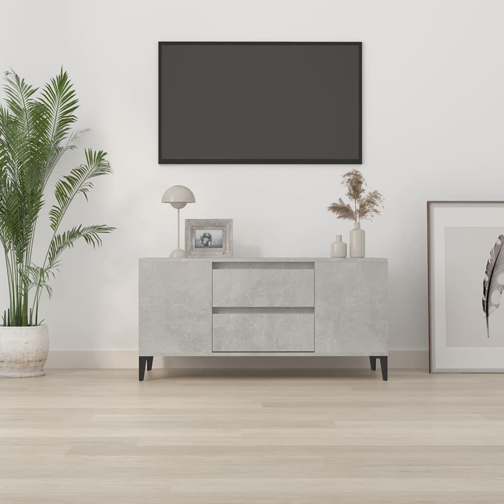 Mobile per TV Grigio Cemento 102x44,5x50 cm Legno Multistrato 819608