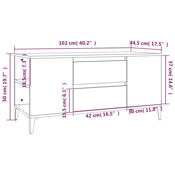 Mobile per TV Grigio Cemento 102x44,5x50 cm Legno Multistrato 819608