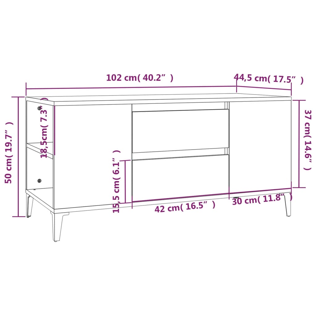 Mobile Porta TV Grigio Sonoma 102x44,5x50 cm Legno Multistrato cod mxl 26787