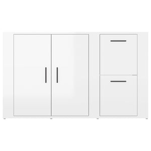 Credenza Bianco Lucido 100x33x59,5 cm in Legno Multistrato