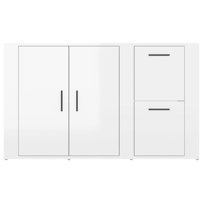 Credenza Bianco Lucido 100x33x59,5 cm in Legno Multistrato