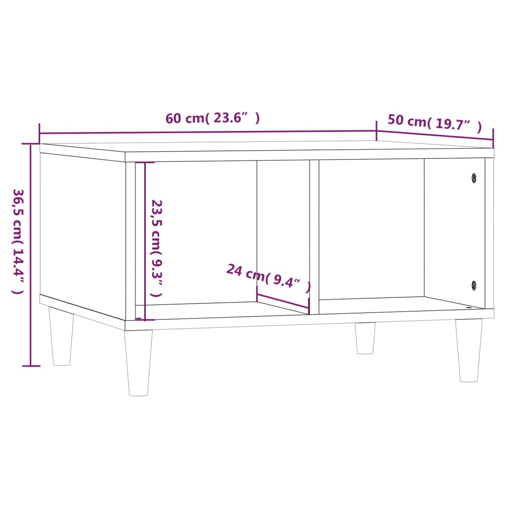 Tavolino Salotto Bianco Lucido 60x50x36,5 cm Legno Multistrato cod mxl 24346