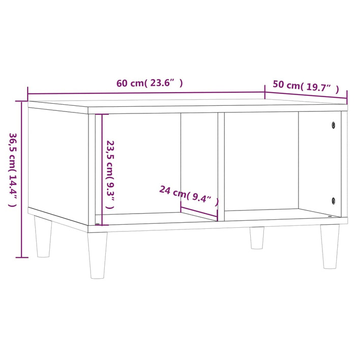 Tavolino Salotto Bianco Lucido 60x50x36,5 cm Legno Multistrato cod mxl 24346