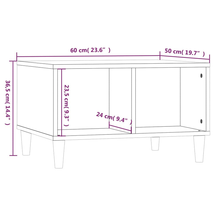 Tavolino Salotto Grigio Cemento 60x50x36,5 cm Legno Multistrato