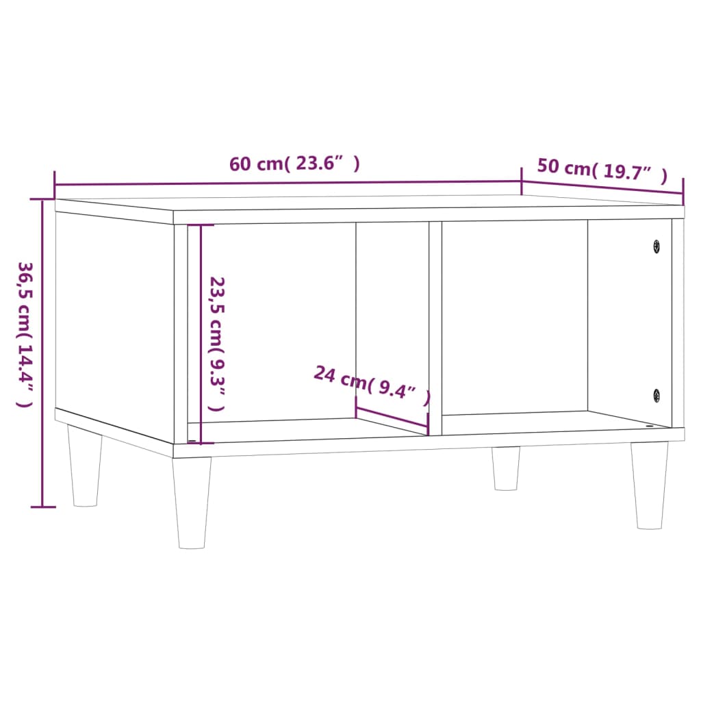 Tavolino da Salotto grigio sonoma 60x50x36,5 cm in Multistrato