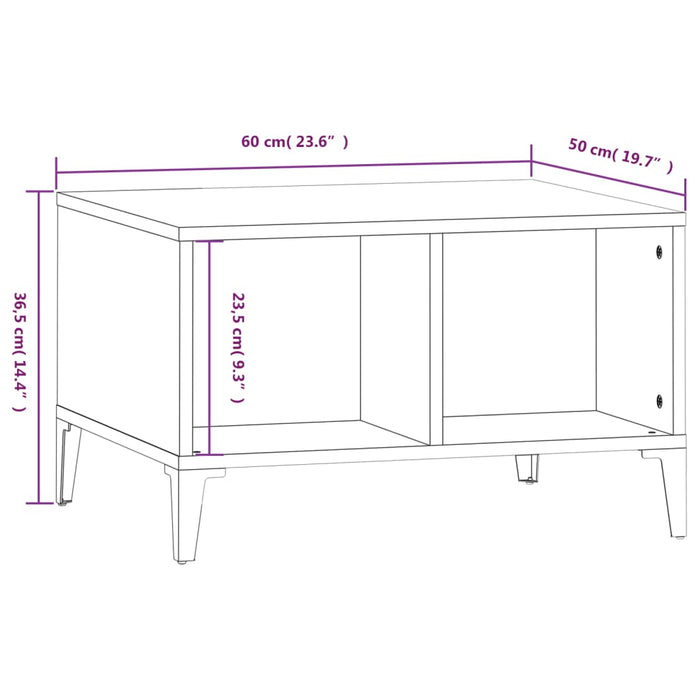 Tavolino Salotto Grigio Cemento 60x50x36,5 cm Legno Multistrato cod mxl 23136