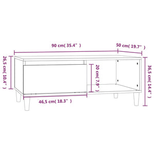 Tavolino da Salotto Bianco 90x50x36,5 cm in Legno Multistrato cod mxl 6055