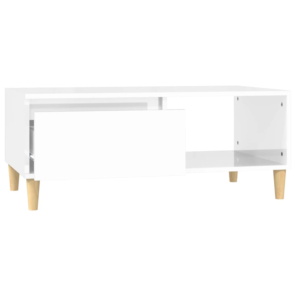 Tavolino Salotto Bianco Lucido 90x50x36,5 cm Legno Multistrato cod mxl 23179