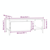 Tavolino da Salotto Bianco 90x50x36,5 cm in Legno Multistrato cod mxl 17590