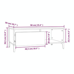 Tavolino da Salotto Bianco 90x50x36,5 cm in Legno Multistrato cod mxl 17590