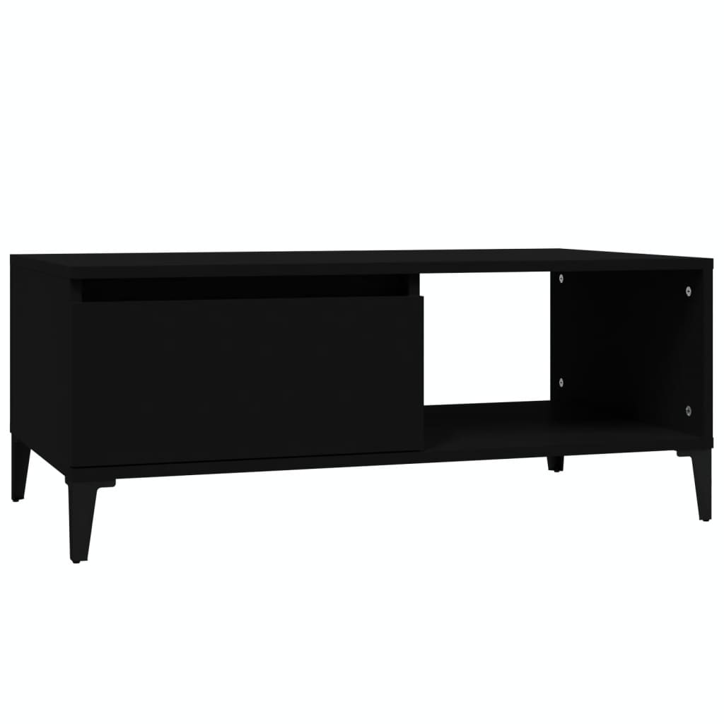 Tavolino da Salotto Nero 90x50x36,5 cm in Legno Multistrato 821053