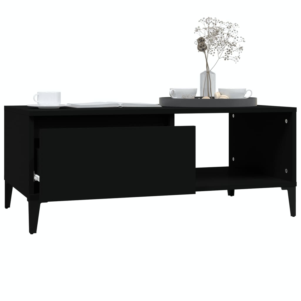 Tavolino da Salotto Nero 90x50x36,5 cm in Legno Multistrato 821053