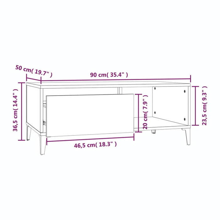 Tavolino da Salotto Nero 90x50x36,5 cm in Legno Multistrato 821053