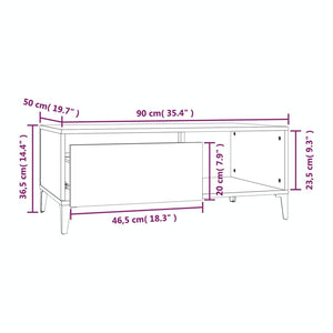 Tavolino Salotto Grigio Cemento 90x50x36,5 cm Legno Multistrato