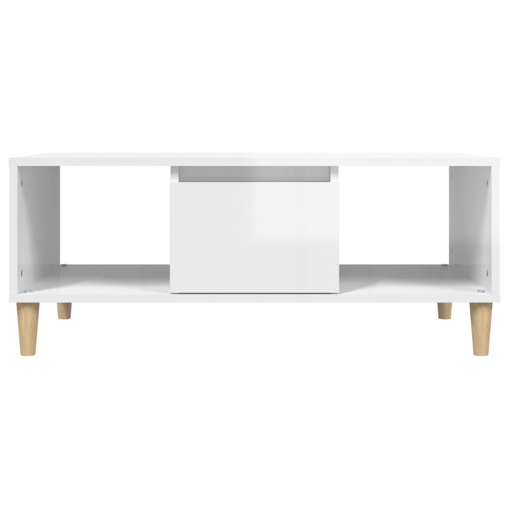 Tavolino Salotto Bianco Lucido 90x50x36,5 cm Legno Multistrato 821062