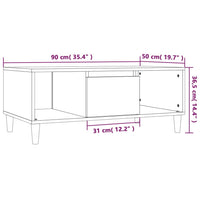 Tavolino Salotto Bianco Lucido 90x50x36,5 cm Legno Multistrato 821062