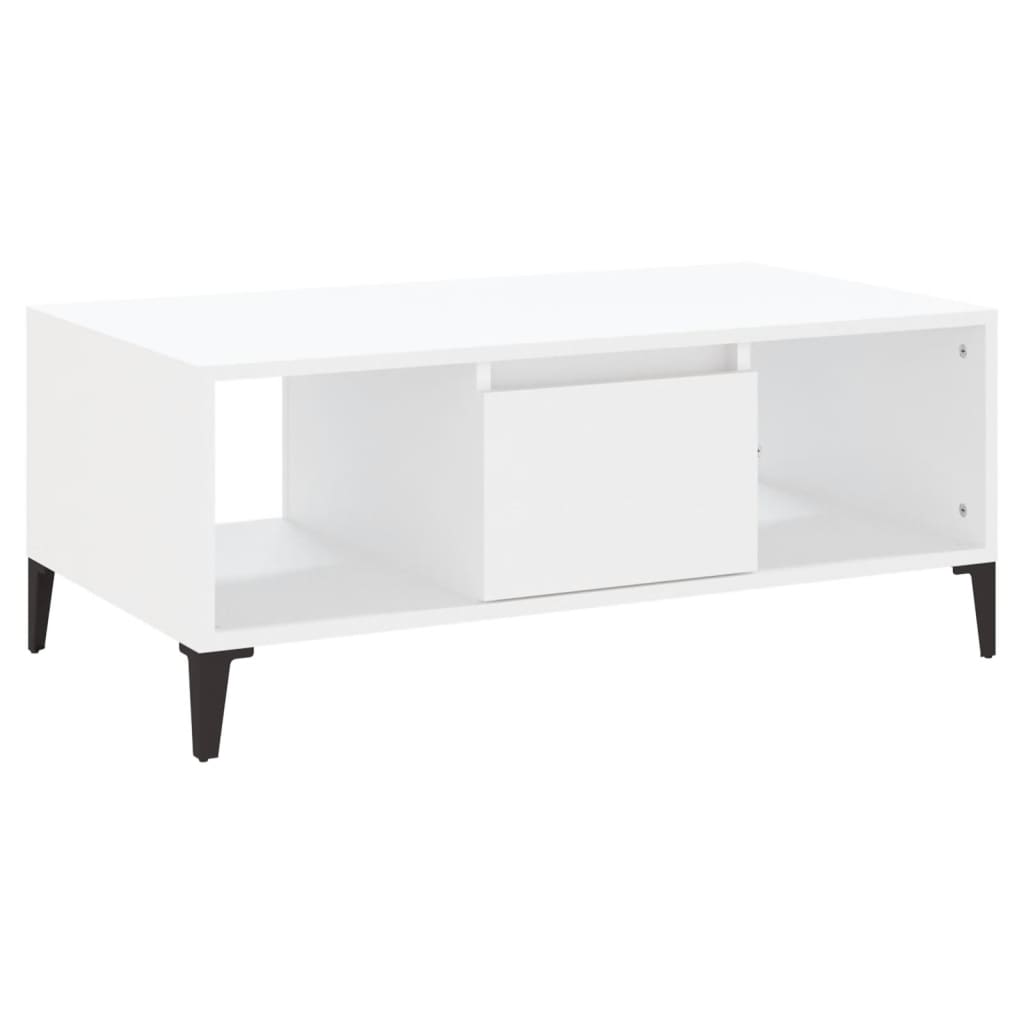 Tavolino da Salotto Bianco 90x50x36,5 cm in Legno Multistrato cod mxl 9494