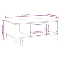 Tavolino da Salotto Bianco 90x50x36,5 cm in Legno Multistrato cod mxl 9494