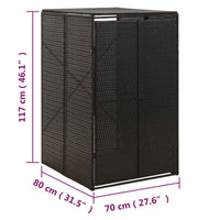 Copribidone Singolo Nero 70x80x117 cm in Polyrattan cod mxl 47421