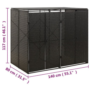 Copribidone Doppio Nero 140x80x117 cm in Polyrattan 319861