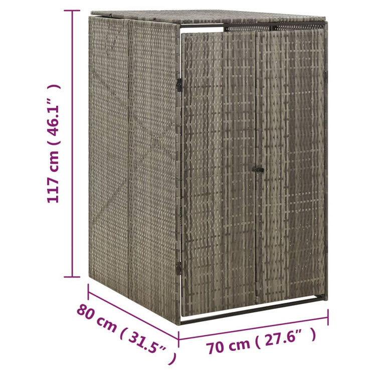 Copribidone Singolo Grigio 70x80x117 cm in Polyrattan cod mxl 44109