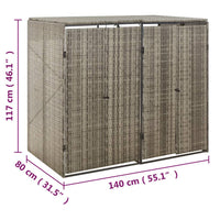 Copribidone Doppio Grigio 140x80x117 cm in Polyrattan cod mxl 50086