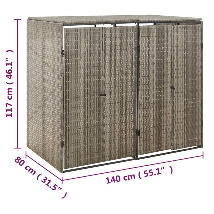 Copribidone Doppio Grigio 140x80x117 cm in Polyrattan cod mxl 50086