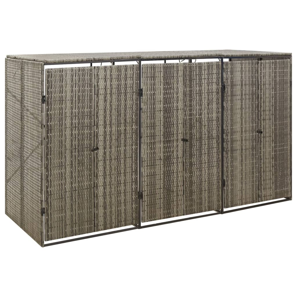 Copribidone Triplo Grigio 207x80x117 cm in Polyrattan 319866