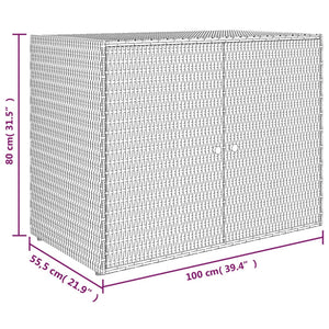 Mobile Portaoggetti da Giardino Nero 100x55,5x80 cm Polyrattan 319868