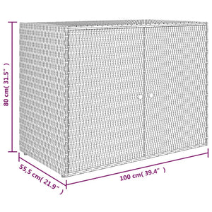 Mobile Portaoggetti da Giardino Grigio 100x55,5x80cm Polyrattan