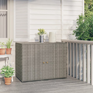 Mobile Portaoggetti da Giardino Grigio 100x55,5x80cm Polyrattan