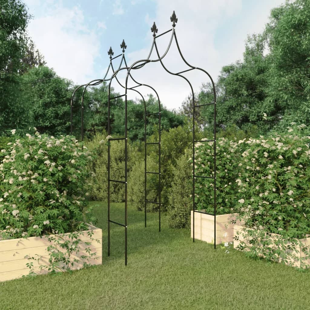 Archi da Giardino 2 pz Neri 120x38x260 cm Acciaio 319349