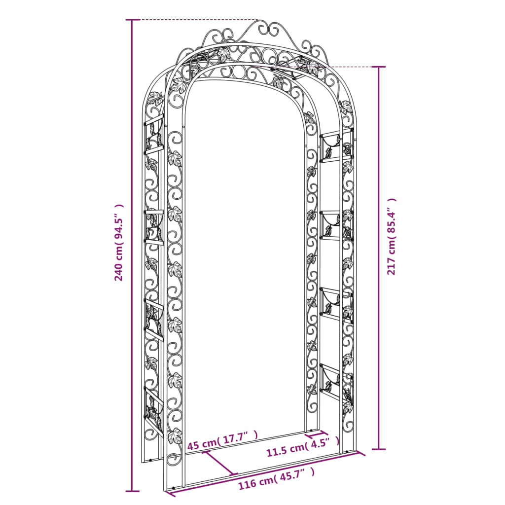 Arco da Giardino 116x45x240 cm Acciaio 319350