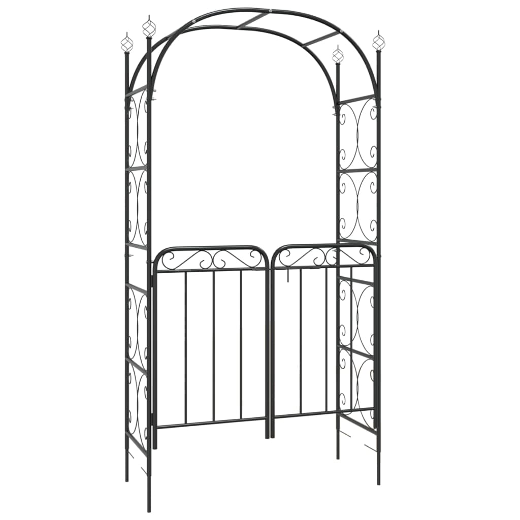 Arco da Giardino con Cancello Nero 108x45x235 cm Acciaiocod mxl 97273