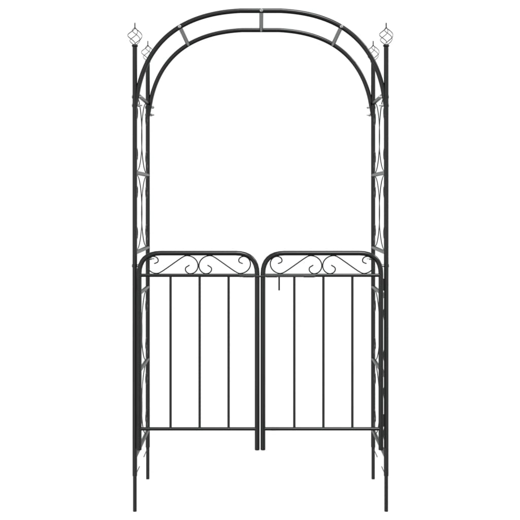 Arco da Giardino con Cancello Nero 108x45x235 cm Acciaiocod mxl 97273